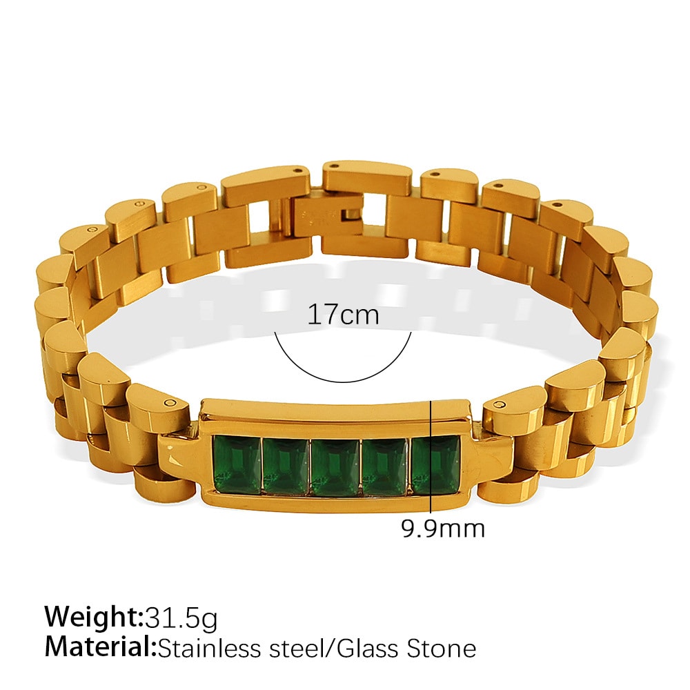 1 Piece Simple Series Retro Geometric Stainless Steel 18K Gold Color Plated Zircon Women's Chain Bracelets 